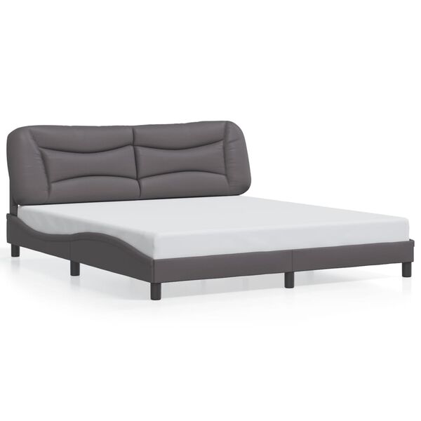 vidaXL Bedframe zonder matras "Hvar" kunstleer grijs 180x200 cm
