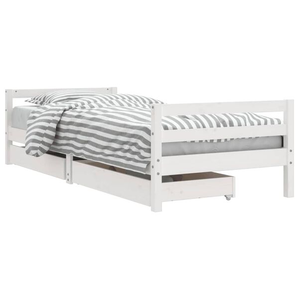 vidaXL Kinderbedframe met lades 90x200 cm massief grenenhout wit