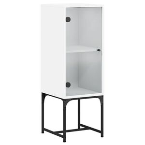 vidaXL Bijzetkast met glazen deur 35x37x100 cm wit