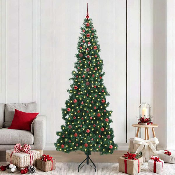 vidaXL Hoek Kunstkerstboom met 300 LED Groen 240 cm PVC en Metaal