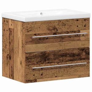 vidaXL Badkamertenk te kast 2 pcs Oud Hout Engineered Hout en Keramiek