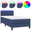 vidaXL Boxspring met matras en LED stof blauw 90x190 cm