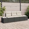 vidaXL Bankstel met kussen 3 pcs Zwart poly rattan