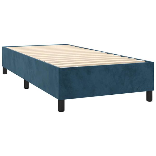 vidaXL Boxspring met matras fluweel donkerblauw 80x200 cm