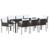 vidaXL Tuin eettafelset 9 pcs Bruin en zwart PE Rattan
