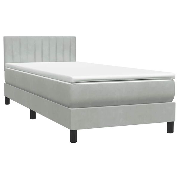 vidaXL Boxspring met matras fluweel lichtgrijs 80x210 cm