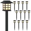 vidaXL Buitenzonne-lampen met grondpin 12 st Warmwit 38,5 cm PP