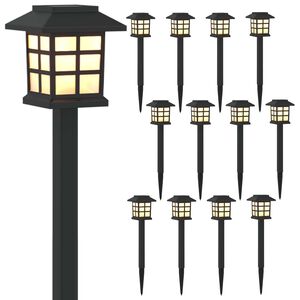 vidaXL Buitenzonne-lampen met grondpin 12 st Warmwit 38,5 cm PP