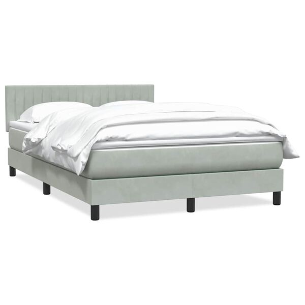 vidaXL Boxspring met matras fluweel lichtgrijs 160x220 cm