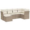 vidaXL 6-delige Loungeset met kussens poly rattan beige