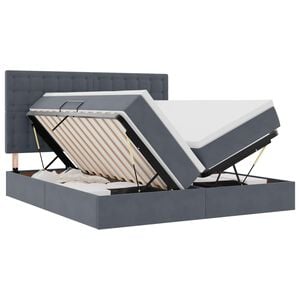 vidaXL LED Opslagbed met Matras Donkergrijs 180 x 200 cm Fluweel