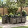 vidaXL Tuin eettafelset met kussen 9 pcs Grijs poly rattan