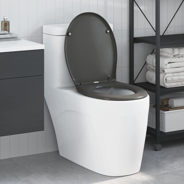 vidaXL Snelle Ontgrendel Toiletzitting Antraciet 44.8 x 37.3 x 4.2 cm