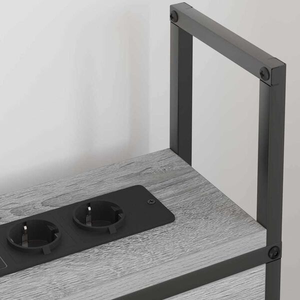 vidaXL Opberghoofdbord met Oplaadstation Grijs sonoma 93 x 15 x 98 cm