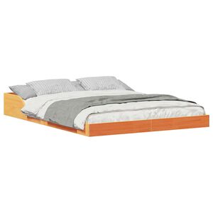 vidaXL Bedframe Wasbruin 135 x 190 cm Massief grenenhout