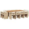 vidaXL 13-delige Tuinset met kussens poly rattan beige