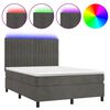 vidaXL Boxspring met matras en LED fluweel donkergrijs 140x200 cm