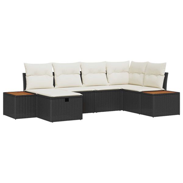 vidaXL Tuin Sofa Set met kussen met opslag 6 pcs Zwart poly rattan