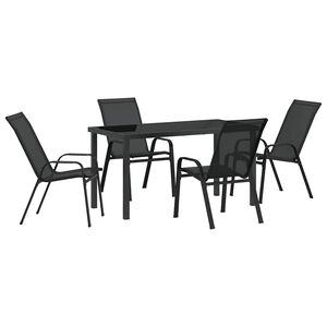 vidaXL Tuin eettafelset 5 st Zwart Poedercoating staal