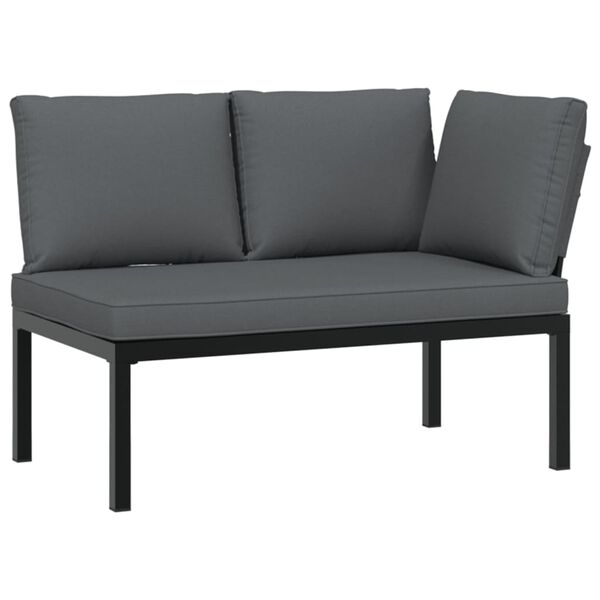 vidaXL 2-delige Loungeset met kussens aluminium zwart
