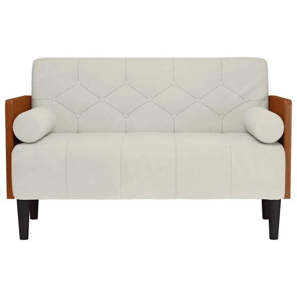 vidaXL Loveseat bank met bolsters cr&egrave;me 110 cm fluweel
