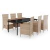 vidaXL 7-delige Tuinset met kussens beige