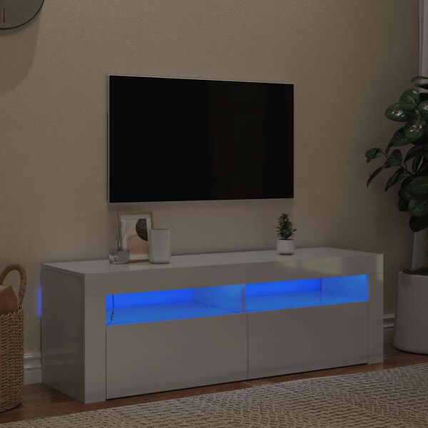 vidaXL Tv-meubel met LED-verlichting 120x35x40 cm hoogglans wit