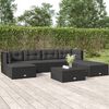 vidaXL 7-delige Loungeset met kussens poly rattan zwart