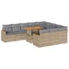 vidaXL 11-delige Tuinset met kussens poly rattan acacia beige