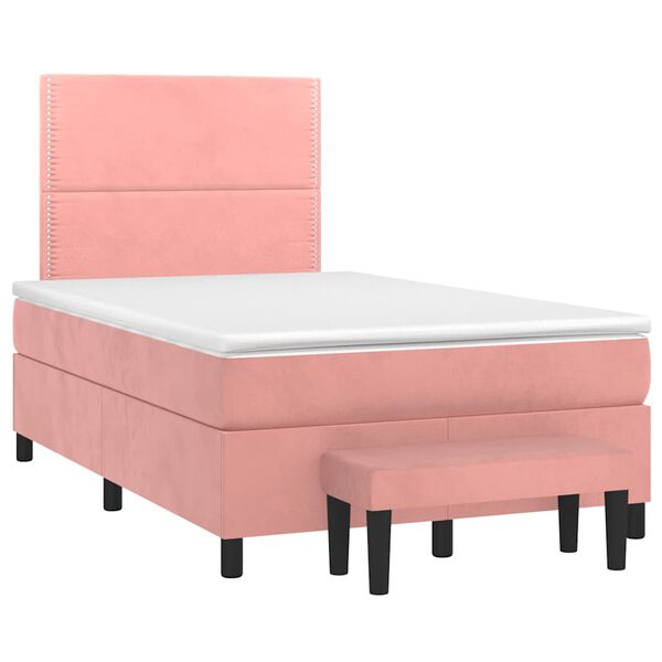 vidaXL Boxspring met matras fluweel roze 120x190 cm