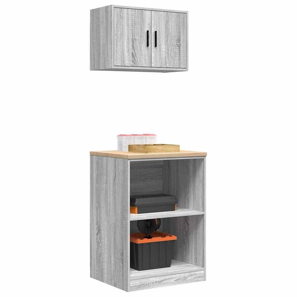 vidaXL Garagekasten 2 st bewerkt hout sonoma grijs