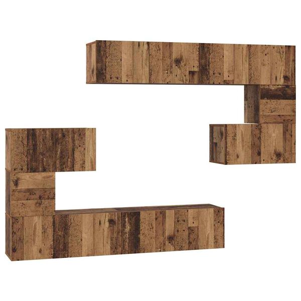 vidaXL Tv-meubelset Wandgemonteerd 8 pcs Oud Hout Bewerkt hout