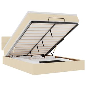 vidaXL Bed poef met matras en LED's 140x200 cm stof cr&egrave;mekleurig