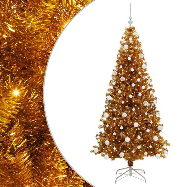 vidaXL Kerstboom met 300 LED met standaard Goud 180 cm PET