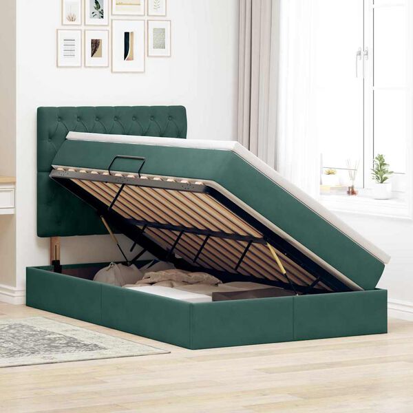 vidaXL Opslag bed met matras Donkergroen 120 x 200 cm Fluweel