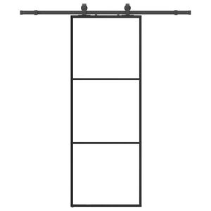 vidaXL Schuifdeur met beslagset 76x205 cm ESG glas zwart