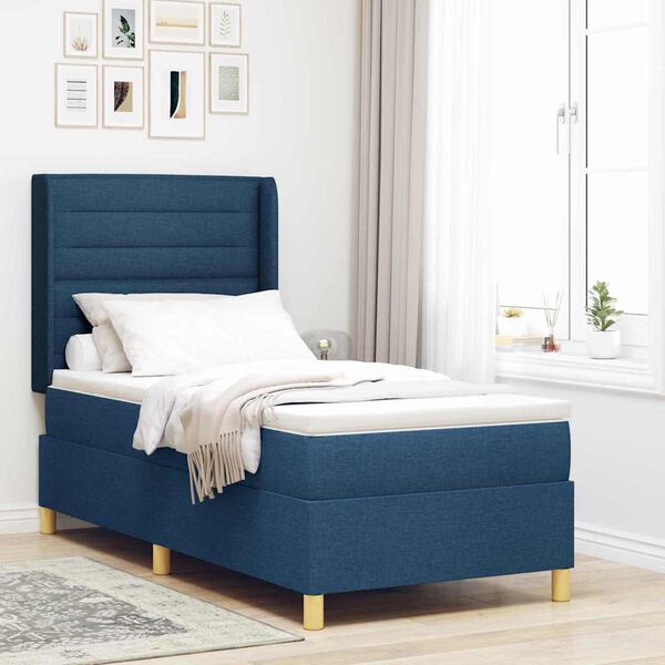 vidaXL Boxspringbed met matras met LED Blauw 90 x 190 cm Stof