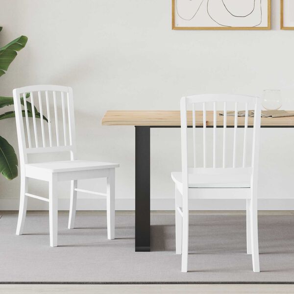 vidaXL Eettafelstoelen 2 pcs Wit 50 x 52,5 x 91 cm Massief Rubberhout