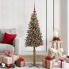 vidaXL Slanke Kerstboom Groen en Wit 150 cm PVC en massief dennenhout
