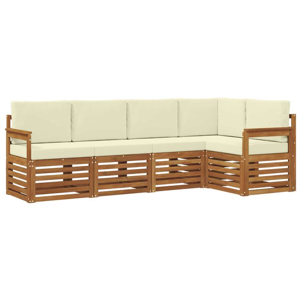vidaXL Sofa-Sets 5 pcs Natuurlijk en Cr&egrave;me Massief Acaciahout