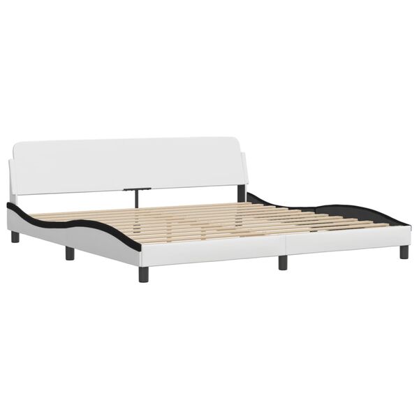 vidaXL Bed met matras "Zadar" kunstleer wit en zwart 200x200 cm