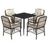 vidaXL 5-delige Tuinset met kussens poly rattan bruin