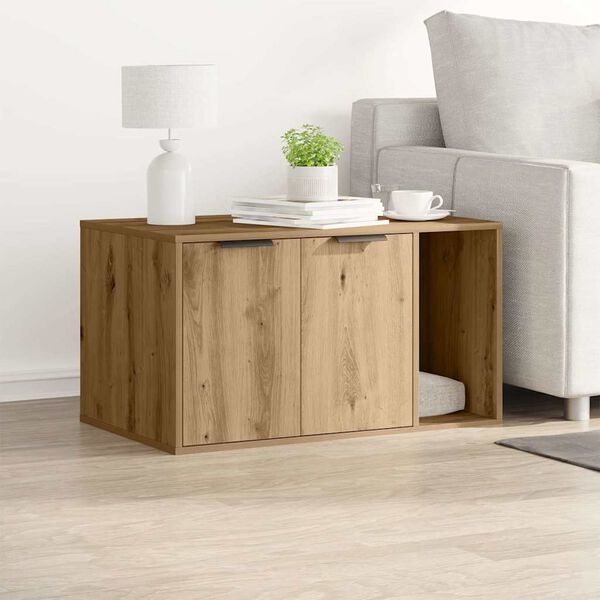 vidaXL Kattenbakkast 80x50x45 cm bewerkt hout artisanaal eikenkleurig