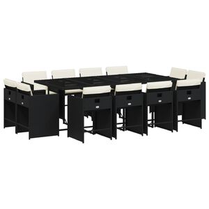 vidaXL 13-delige Tuinset met kussens poly rattan zwart
