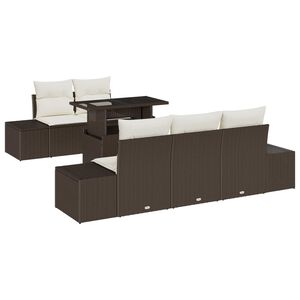 vidaXL Bankstel met kussen 6 pcs Bruin en Cr&egrave;me poly rattan