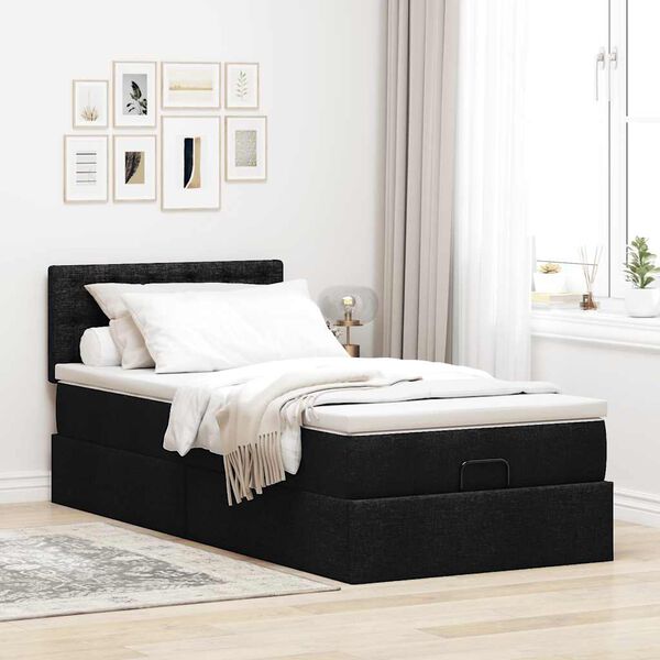 vidaXL Bed met matras 90x200 cm stof zwart