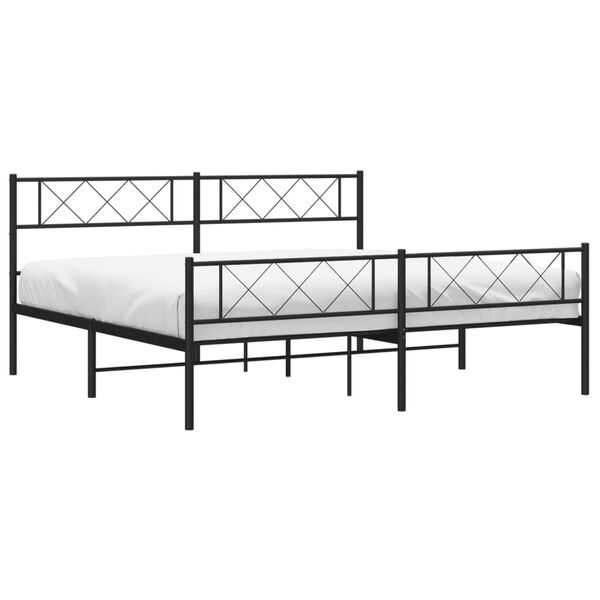 vidaXL Bedframe met voetbord zonder matras metaal zwart 180x200 cm
