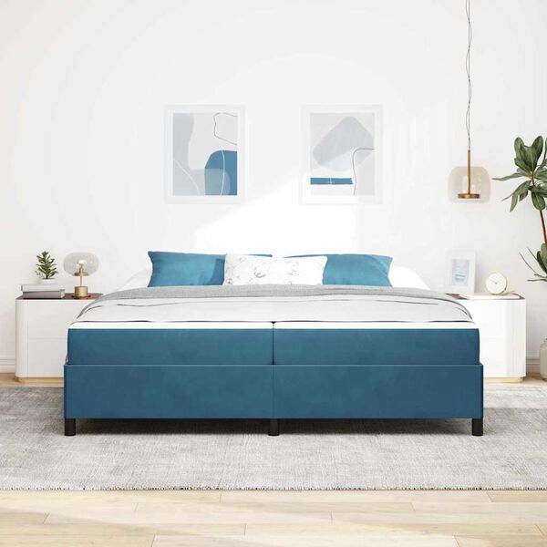 vidaXL Bedframe met matras Donkerblauw 200 x 200 cm Stof