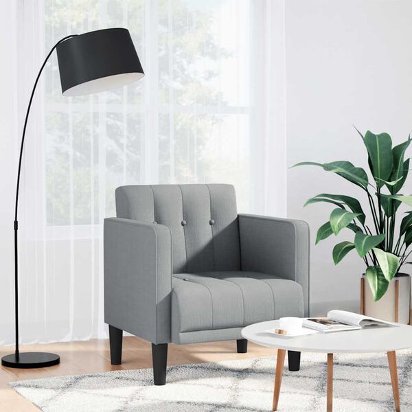 vidaXL Fauteuil met armleuningen Lichtgrijs 53 cm Stof