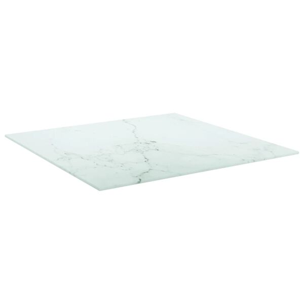 vidaXL Tafelblad 60x60 cm 6 mm gehard glas met marmeren design wit